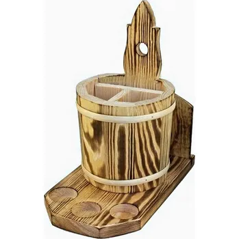 Dřevěný stojan na kuchyňské potřeby a příbory 28 x 15 cm opalovaný s podložkou ("Putýnka")