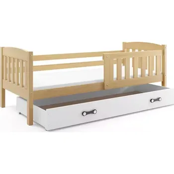 BMS GROUP Dětská postel Kubus - 1 osoba, 90x200 s úložným prostorem s matrací – Borovice, Bílá