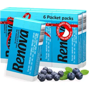 Papírový kapesník RENOVA Papírové kapesníčky modré 3vrstvé, 6 x 9 ks