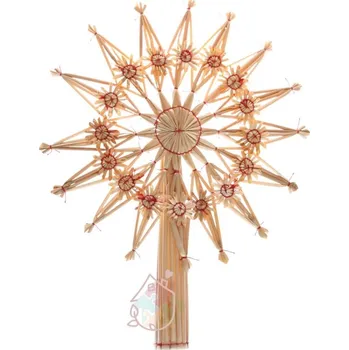 Vánoční ozdoba Slaměná špice na vánoční stromeček 26 cm Červená