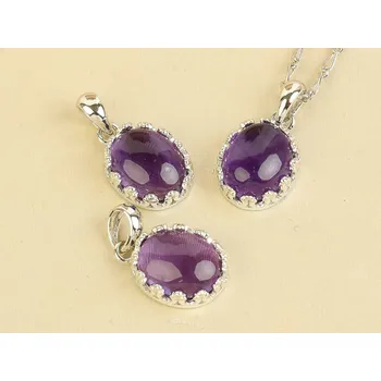 Přívěsek Přívěsek z ametystu oválný s obrubou Ag 925/1000 + Rh