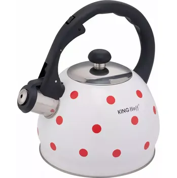 Varná konvice KINGHoff Čajník 2l nerezový bílý červené tečky
