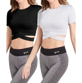 Dámský top s krátkým rukávem set 2ks Bílá, černá XL