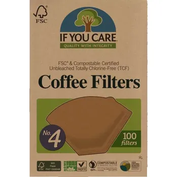 Příprava kávy If you care Papírové filtry na kávu, nebělené 100 ks No. 4