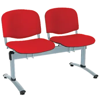 CL - 22, čalouněná lavice do čekárny, 2-sedák, látka SUE - S 2 červená, kostra stříbrná