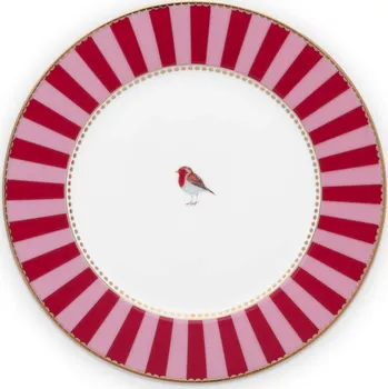 Talíř Pip studio talíř Love Birds s proužky červený, 17 cm