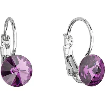 Náušnice Náušnice Rivoli se Swarovski Elements tmavě fialová Amethyst 8 mm