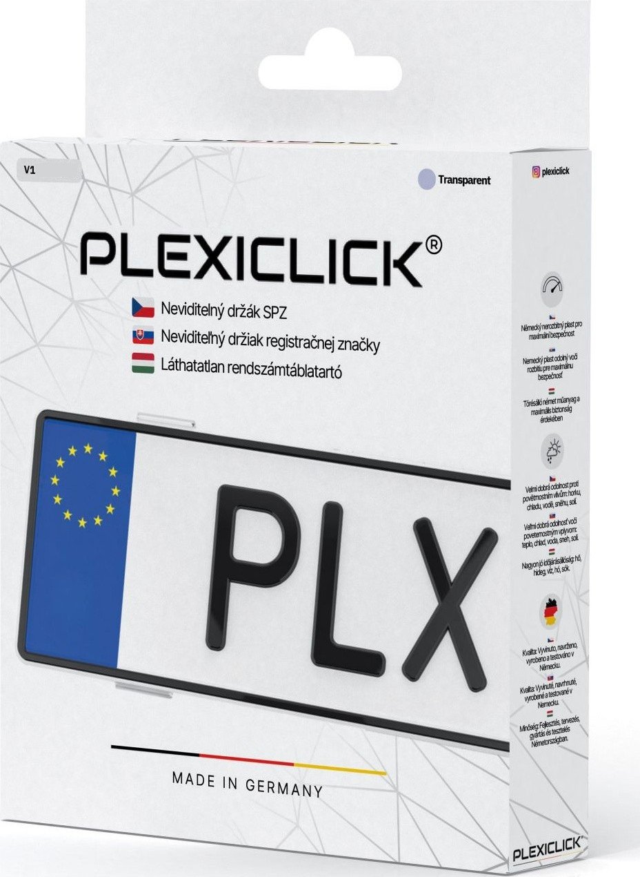 Průhledný držák SPZ Plexiclick V1 Transparent (110 mm)