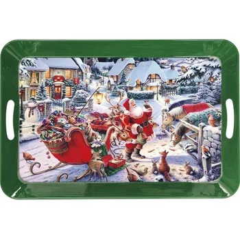 Kovový tác 52x35cm VASSOIO CHRISTMAS 52 x 35cm BRANDANI (barva - barevná/zelená)