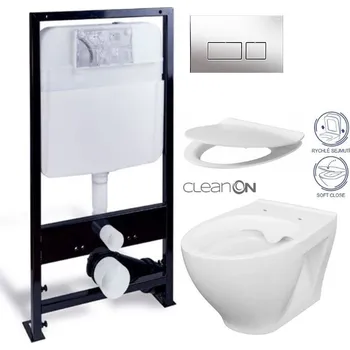 PRIM předstěnový instalační systém s chromovým tlačítkem 20/0041 + WC CERSANIT CLEANON MODUO + SEDÁTKO PRIM_20/0026 41 MO1