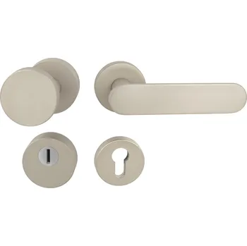 Dveřní kování TI - CUBO/NELA - R rozety PZ PLUS, koule/klika levá NP - Nikl perla (142)