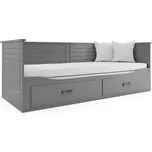 BMS GROUP Dětská postel Hermes - 2 osoby, 80x200 s výsuvnou přistýlkou a úložným prostorem s matrací – Grafit