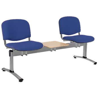 CL - 23 + D, čalouněná lavice do čekárny, 2-sedák, stolek, látka SUE - S 9 tmavě modrá, kostra stříbrná