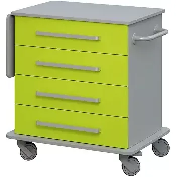 DEXTER 02 vozík asistenční, korpus a desky šedá / zásuvky jarní zeleň