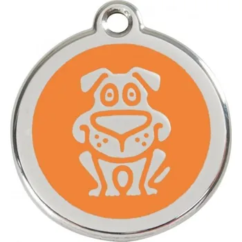 psí známka Známka RED DINGO střední s rytím - pes oranžový