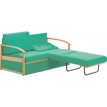 Sedací souprava RO - R pohovka rozkládací, dřevěná, koženka OTO T 4 - koženka tyrkysová