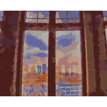 ZUTY Malování podle čísel - NEW YORK ZA OKNY Rozměr: 40x50 cm, Rámování: bez rámu a bez vypnutí plátna