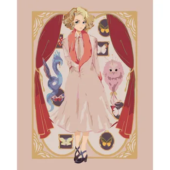 ZUTY Malování podle čísel - KRESLENÁ QUEENIE GOLDSTEINOVÁ (FANTASTICKÁ ZVÍŘATA) Rozměr: 40x50 cm, Rámování: bez rámu a bez vypnutí plátna