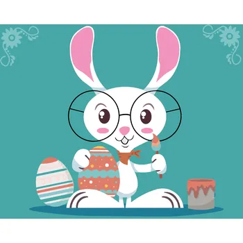 ZUTY Malování podle čísel - KRÁLÍK S BRÝLEMI Rozměr: 40x50 cm, Rámování: bez rámu a bez vypnutí plátna