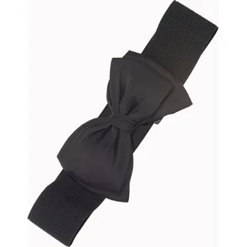 Opasek Černý elastický široký retro pásek s mašlí Bella Banned Retro Velikost: M (UK 12)