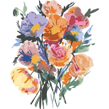 ZUTY Malování podle čísel - KYTICE BAREVNÝCH VLČÍCH MÁKŮ (ALEXANDRIA GILBERT) Rozměr: 40x50 cm, Rámování: vypnuté plátno na rám