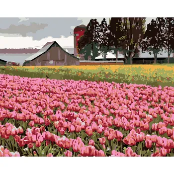 ZUTY Malování podle čísel - RŮŽOVÉ TULIPÁNY NA LOUCE (DENNIS FRATES) Rozměr: 40x50 cm, Rámování: vypnuté plátno na rám