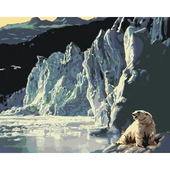 ZUTY Malování podle čísel - LEDNÍ MEDVĚD A LEDOVEC (D. RUSTY RUST) Rozměr: 40x50 cm, Rámování: bez rámu a bez vypnutí plátna