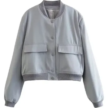 Dámská casual bunda Dámská krátká jarní/podzimní bunda "bomber" Barva: Šedá, Velikost: L