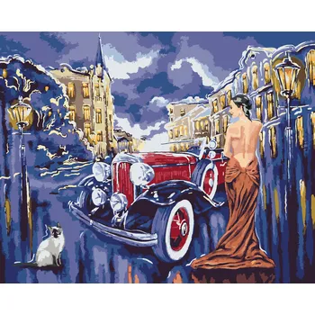 ZUTY Malování podle čísel - AUTO S DÍVKOU Rozměr: 40x50 cm, Rámování: bez rámu a bez vypnutí plátna