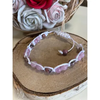 Náramek RV studio Louny s.r.o. Drhaný náramek bílý - Jadeit Light Purple a Rodonit 6 mm