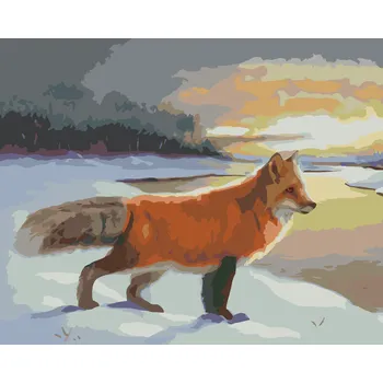 ZUTY Malování podle čísel - LIŠKA V ZIMĚ (D. RUSTY RUST) Rozměr: 40x50 cm, Rámování: bez rámu a bez vypnutí plátna