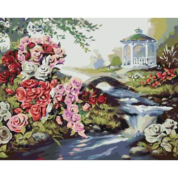 ZUTY Malování podle čísel - RŮŽE U POTŮČKU A ALTÁNKU (D. RUSTY RUST) Rozměr: 40x50 cm, Rámování: bez rámu a bez vypnutí plátna