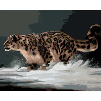 ZUTY Malování podle čísel - LEOPARD NA SNĚHU (D. RUSTY RUST) Rozměr: 40x50 cm, Rámování: bez rámu a bez vypnutí plátna