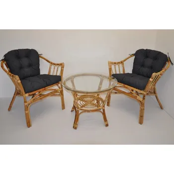 Zahradní sestava Nábytek PEGAS Ratanová sedací souprava Subaliu - polstry tmavě šedý melír