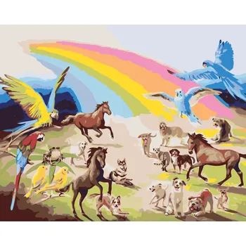 ZUTY Malování podle čísel - ZVÍŘATA A DUHA (D. RUSTY RUST) Rozměr: 40x50 cm, Rámování: bez rámu a bez vypnutí plátna