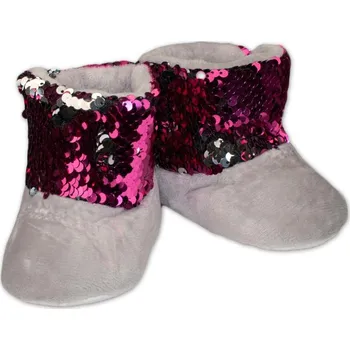 Capáčky YO! YO ! Zimní botičky/capáčky s flitry - Šedé Vel. 12-18 m (80/86)