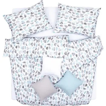 Bytový textil SCANquilt povlečení SATÉN DESIGN moon šedotyrkysová 140 x 200/70 x 90 cm