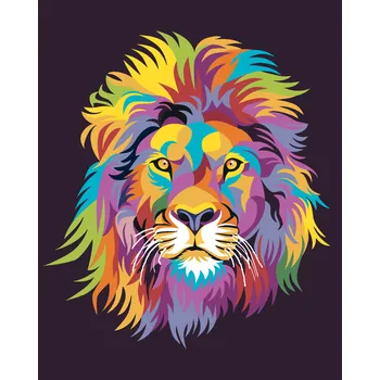ZUTY Malování podle čísel - BAREVNÝ LEV PORTRÉT III Rozměr: 40x50 cm, Rámování: vypnuté plátno na rám