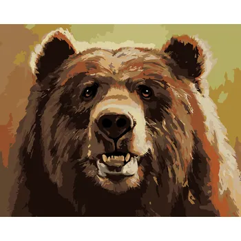 ZUTY Malování podle čísel - MEDVĚD A ÚSMĚV (D. RUSTY RUST) Rozměr: 40x50 cm, Rámování: bez rámu a bez vypnutí plátna