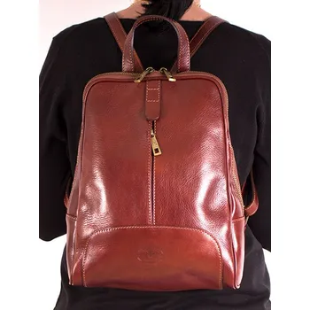 Kabelka BORSE IN PELLE Kožený batoh HNĚDÁ