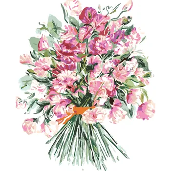 ZUTY Malování podle čísel - KYTICE Z RŮŽOVÝCH KVĚTŮ HRACHORU (ALEXANDRIA GILBERT) Rozměr: 40x50 cm, Rámování: vypnuté plátno na rám