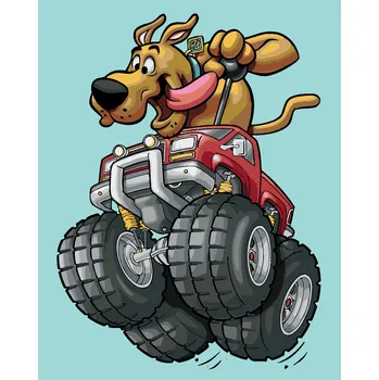 ZUTY Malování podle čísel - SCOOBY A MONSTER TRUCK (SCOOBY DOO) Rozměr: 40x50 cm, Rámování: bez rámu a bez vypnutí plátna
