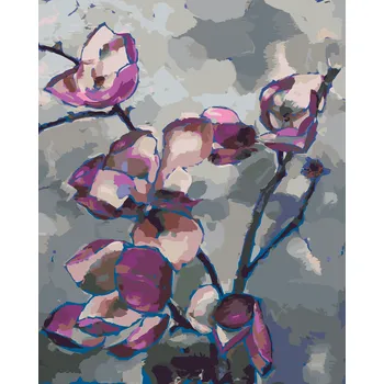 ZUTY Malování podle čísel - FIALOVÉ MAGNÓLIE Rozměr: 40x50 cm, Rámování: bez rámu a bez vypnutí plátna