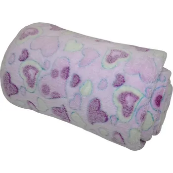 Dětská deka Nábytek PEGAS Deka mikroplyš 150x200 cm - fialová srdce