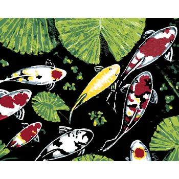 Hračka ZUTY Malování podle čísel - RYBY MEZI LISTY Rozměr: 40x50 cm, Rámování: bez rámu a bez vypnutí plátna