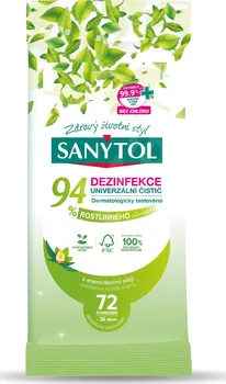 Univerzální čisticí prostředek Sanytol Dezinfekční čistící utěrky 94 % rostlinného původu 72 ks