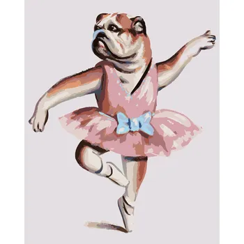 ZUTY Malování podle čísel - ANGLICKÝ BULDOK A BALET (D. RUSTY RUST) Rozměr: 40x50 cm, Rámování: vypnuté plátno na rám