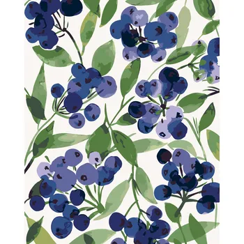 ZUTY Malování podle čísel - BORŮVKY A LISTÍ (ALEXANDRIA GILBERT) Rozměr: 40x50 cm, Rámování: bez rámu a bez vypnutí plátna