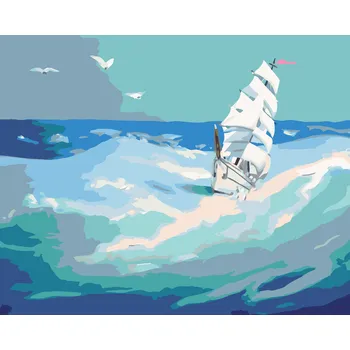 ZUTY Malování podle čísel - BÍLÁ PLACHETNICE NA DIVOKÉM MOŘI (D. RUSTY RUST) Rozměr: 40x50 cm, Rámování: bez rámu a bez vypnutí plátna