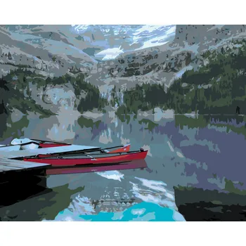 ZUTY Malování podle čísel - LODĚ NA JEZEŘE - DETAIL (DENNIS FRATES) Rozměr: 40x50 cm, Rámování: bez rámu a bez vypnutí plátna